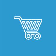shopping cart outline icon isolated white on the blue backgrou N2
