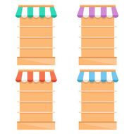 Grocery store fixtures and shelving flat illustration Empty supermarket shelves N2