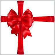 Red bow with crosswise ribbons