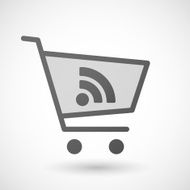 Shopping cart icon with a RSS sign N2