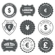 Dollar Euro Pound and Yen currency icons N4