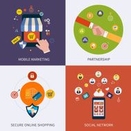 Icons for social media partnership online communication and secure shopping N2