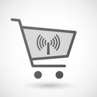 Shopping cart icon with a wifi antenna N2