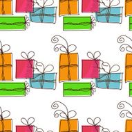 Seamless festive pattern with gifts on a white background N2
