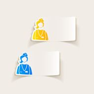 realistic design element saleswoman