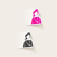 realistic design element saleswoman N2