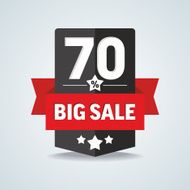 Big sale 70 percent badge with red ribbon Vector illustration N2