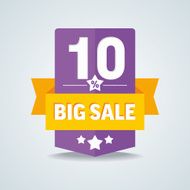 Big sale 10 percent badge with yellow ribbon Vector illustration N2
