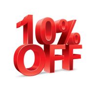 10 percent off Promotional discount on white background N2