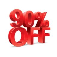 90 percent off Promotional discount on white background N2