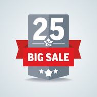 Big sale 25 percent badge with red ribbon Vector illustration N2