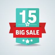 Big sale 15 percent badge with red ribbon Vector illustration N2