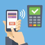 Hand with smartphone using mobile banking and payment service N2