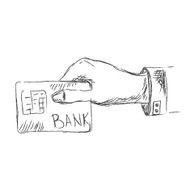 Hand holding credit card sketch vector illustration N2