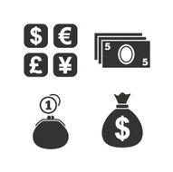 Currency exchange icon Cash money bag wallet N4