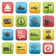 Silhouette fuel and transport colored icons