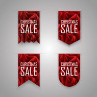 Christmas sale ribbon elements Sales ribbons collection with polygonal background