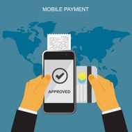 Mobile payment hands holding smartphone and credit card online banking N2