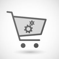 Shopping cart icon with gears N2