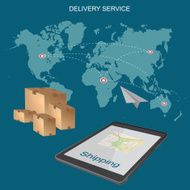 Worldwide shipping delivery service concept flat vector illustration N2
