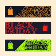 Black friday label set with scribbled elements N2