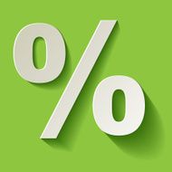 Percent white paper on a green background N2