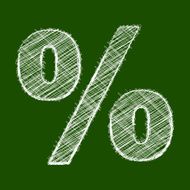 Percent white scribble on a green background N2