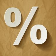 Percent white paper on a crumpled brown background N2