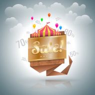 Sale banner origami gold N2