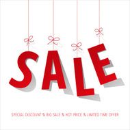 SALE paper letters red on a white background