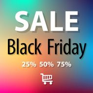 SALE Black Friday symbol on a rainbow bokeh background