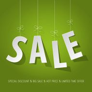 SALE paper letters on a green background N2