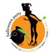 Halloween witch party invitation template