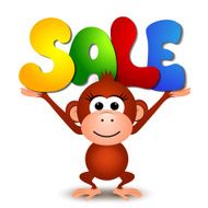 Sale background with funny monkey