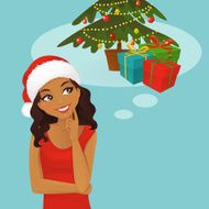Christmas black woman thinking