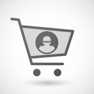 Shopping cart icon with a thief avatar N2