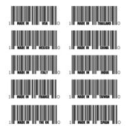 Set of black barcode Made In symbols N2