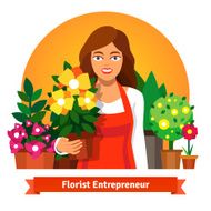 Florist business owner holding a pot of flowers N2