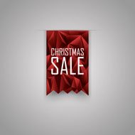 Christmas sale ribbon element Red polygonal background Xmas sales promotional