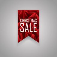 Christmas sale ribbon element Red polygonal background Xmas sales promotional N2