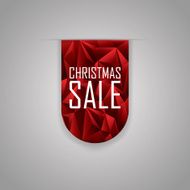 Christmas sale ribbon element Red polygonal background Xmas sales promotional N3