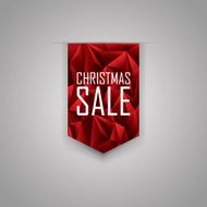 Christmas sale ribbon element Red polygonal background Xmas sales promotional N4