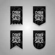 Cyber monday sale ribbon elements Sales promotion tags with black