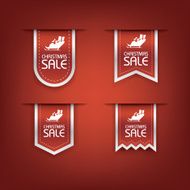 Collection of Christmas sale ribbon vector Holiday discounts banners with