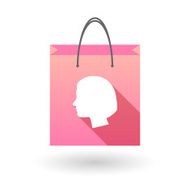 Pink shopping bag icon with a woman head N2