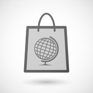 Shopping bag icon with a world globe N2