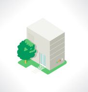 Isolated isometric computer - building vector illustration