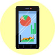 Vector smart phone with graphs and charts