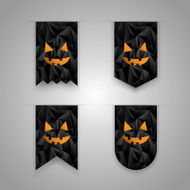 Set of halloween ribbon elements Holiday icons collection Low poly