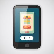 cell phone online shopping flat icon with long shadow eps10